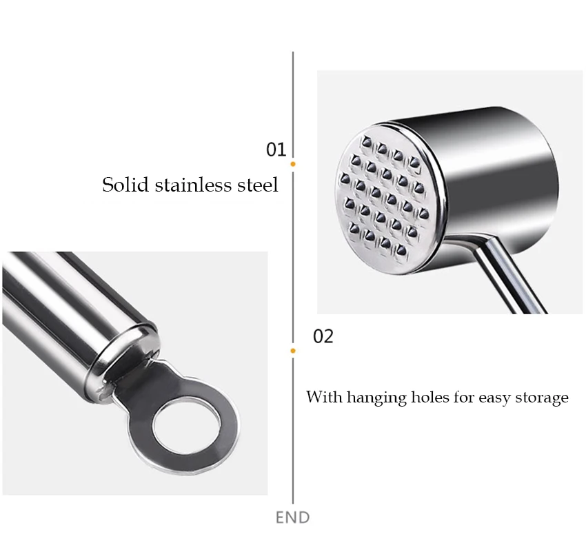 Нержавеющая сталь мясной тендерайзер молоток кухонный двухсторонний мясоотбойный молоток для стучать и Tenderizing стейк свинина говядина