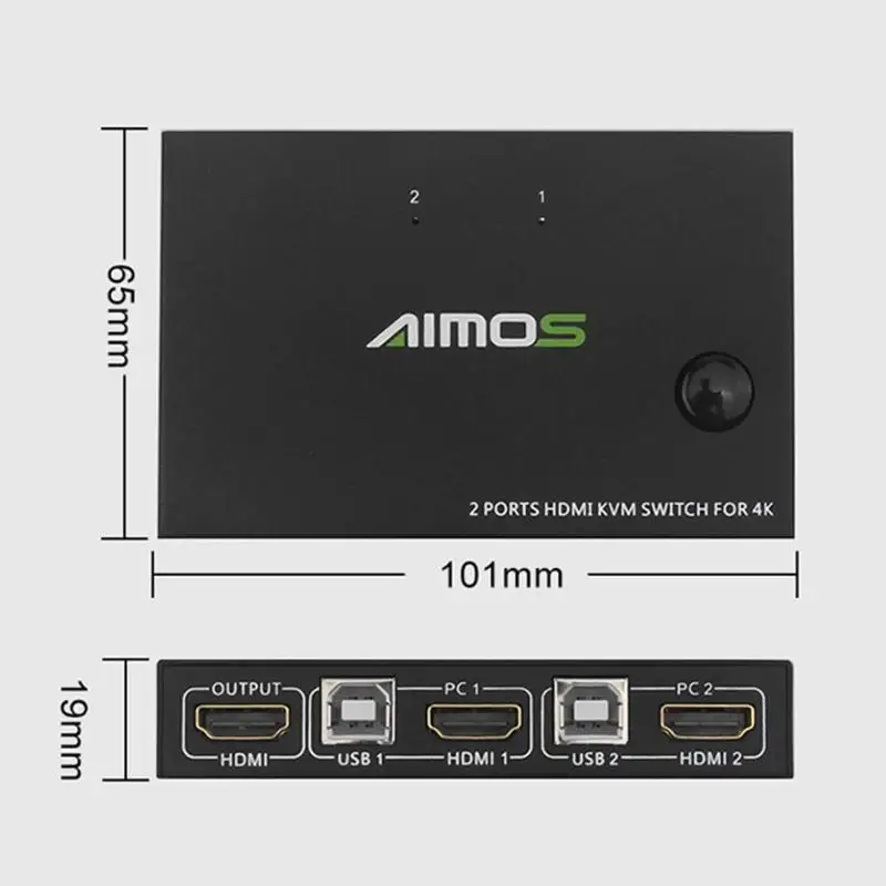 2 порта HDMI USB KVM 4K коммутатор разветвитель для обмена монитором клавиатура мышь Адаптивная декорация EDID/HDCP