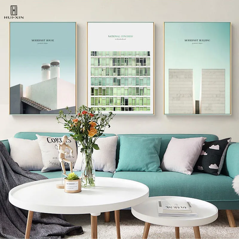 

Some Colorant Match Home Decor Paintings Of The Brazil's Parliament Building Modernist House With Cylindrical Top Construction