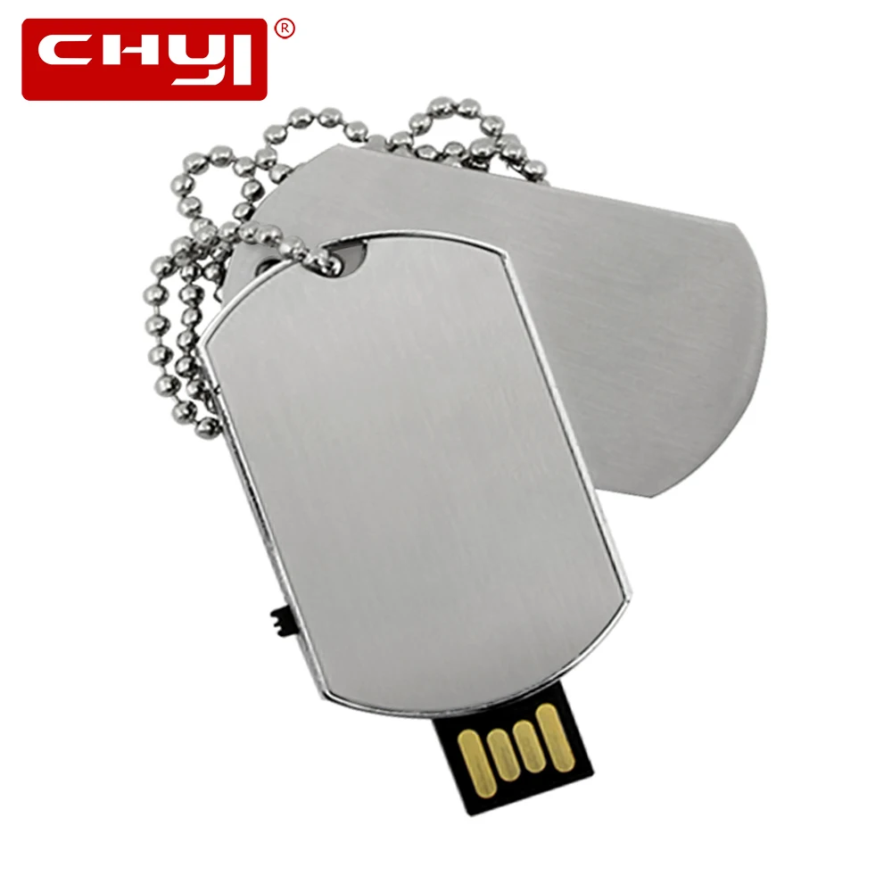 CHYI Цепочки и ожерелья Военная Dog Tag USB флешка флешки металла память OEM Stick 4ГБ 8ГБ 16ГБ 32ГБ 64ГБ ручка драйвер U диска для подарка