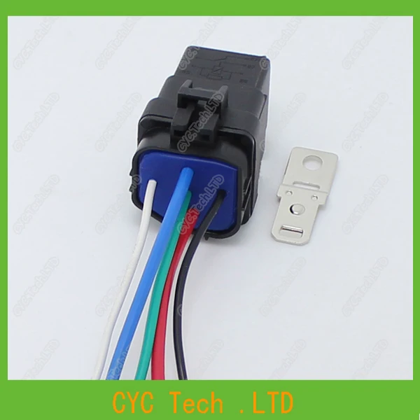 

2 sets Waterproof Integrated Relay With 12cm Wire & Car Fixed Stent for 12V 5Pin Automobile Modification