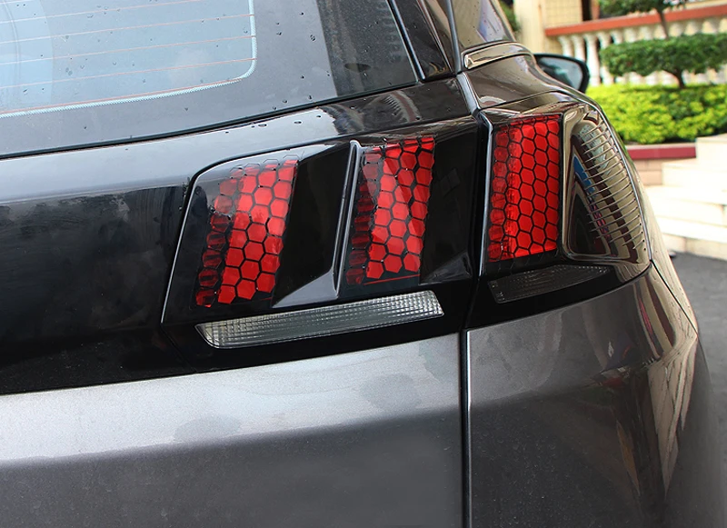 

For Peugeot 3008 GT 2016 2017 2018/ 5008 GT 2017 2018 Plastic Honeycomb Style Rear Tail Light Stickers 6PCS Auto Accessories
