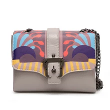 2016 Brand new ladies Handbags PU Leather Women Messenger Bags Geometric Chains Flap Mini Small Shoulder Crossbody Bags