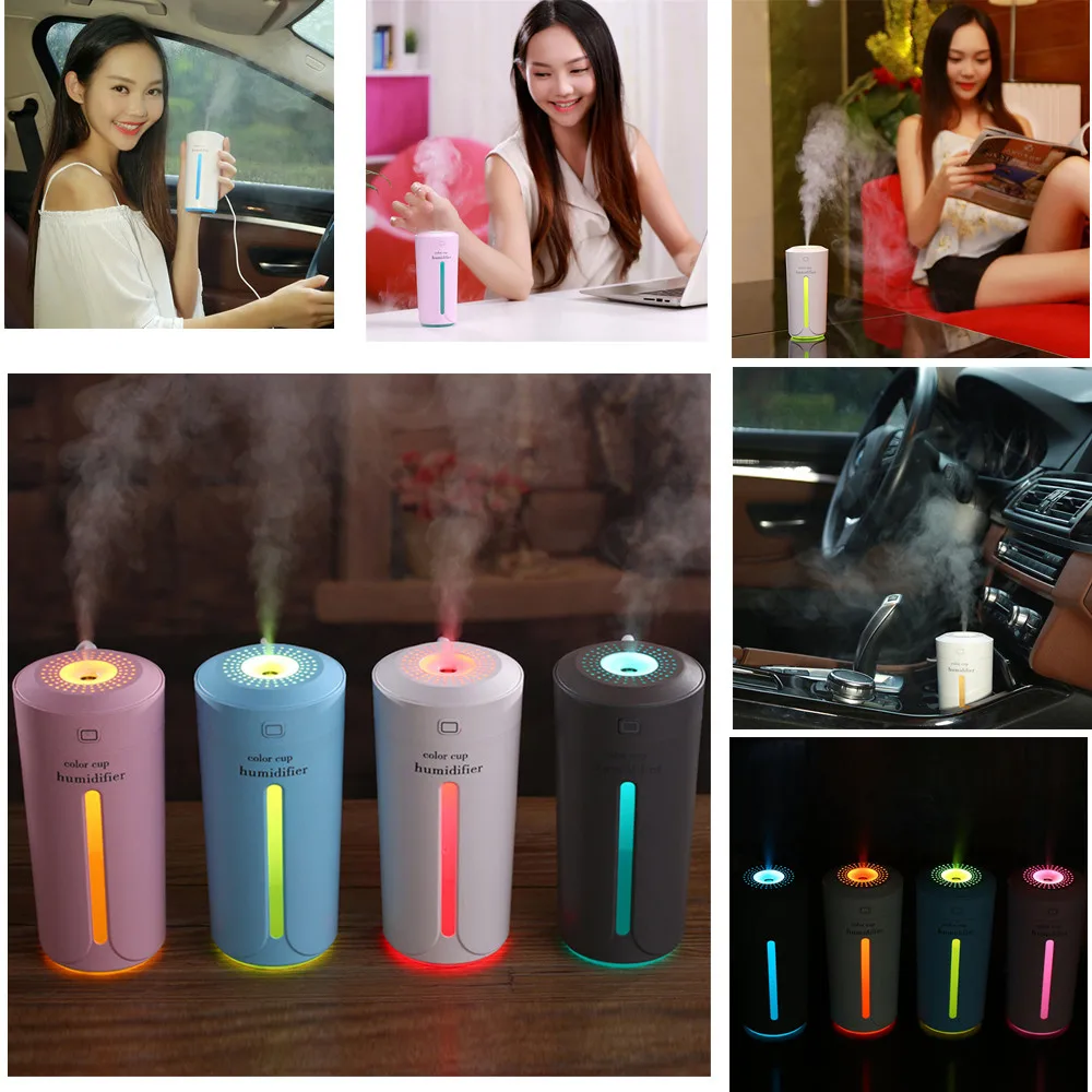 

Humidifiers Mist Maker Portable Air Humidifiers USB Humidifier Air Filter Freshener 7 Color Mood Light For Home/Office/Car D327