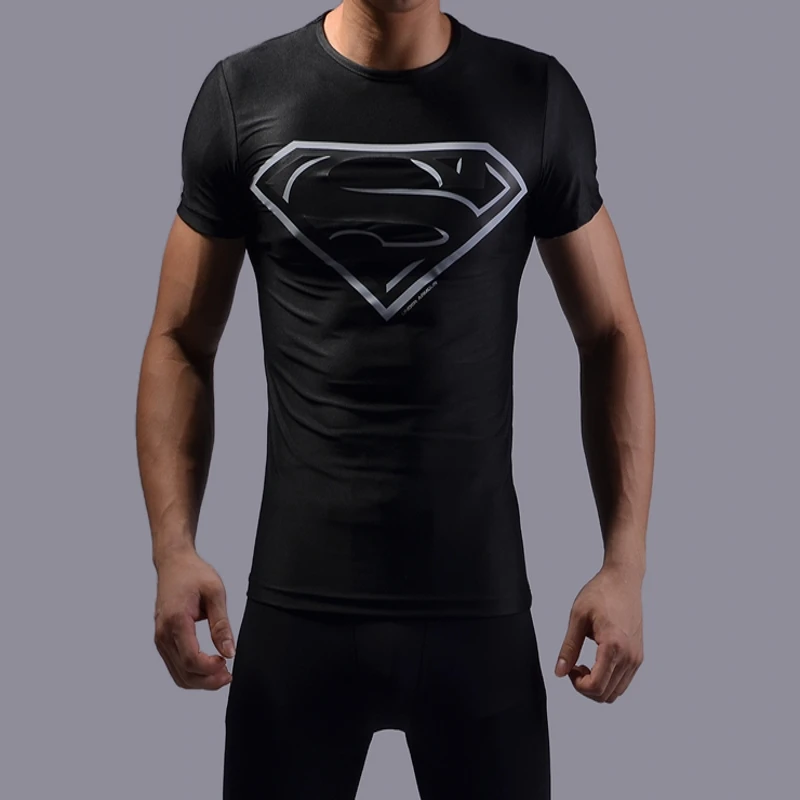 

Top quality compression t-shirts Superman/Batman/spider man/captain America t shirt men fitness shirts men t shirts