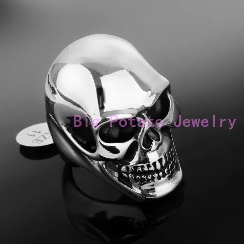

7-15 Size Free Choose Polishing Silver Black Tone Skull Skeleton Handsome Men's Rings 316L Stainless Steel High Quality Jewelry
