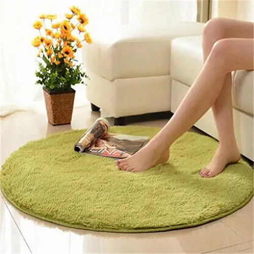 

New Home Decor Soft Bath Bedroom Non-slip Floor Shower Rug Yoga Plush Round Mat 40cm x 40cm