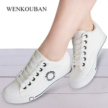 Stars Vulcanized Shoes Women Sneakers Wedges White Shoes Summer Canvas Sneakers Women Casual Shoes Ladies Lace Up Zapatos Mujer