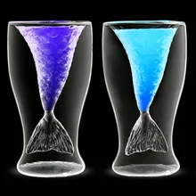 20 штук Красивая Русалка вина Стекло хвост русалки коктейльное Стекло двойными стенками Вино Пиво Виски чашки Барные Инструменты 100 мл wen6447