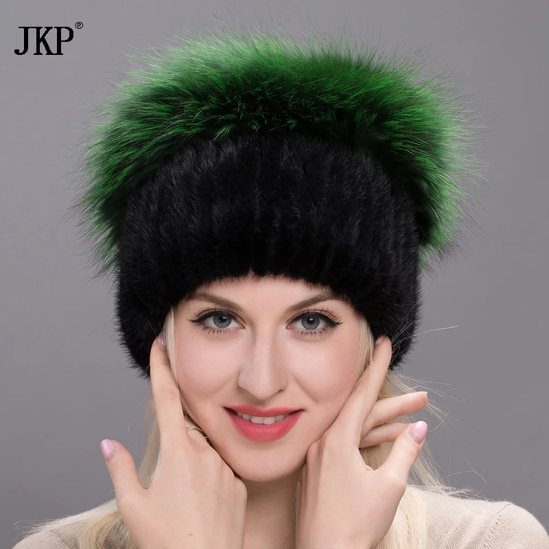 Женская меховая шапка сезон осень зима 2020 из натурального меха норки с большим
