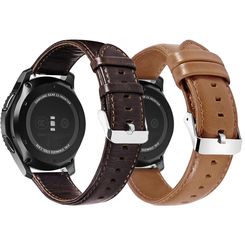 20 мм 22 мм кожаный ремешок для samsung gear Sport S2 S3 Classic Frontier galaxy watch 42 мм 46 мм huami amazfit Bip ремешок на запястье
