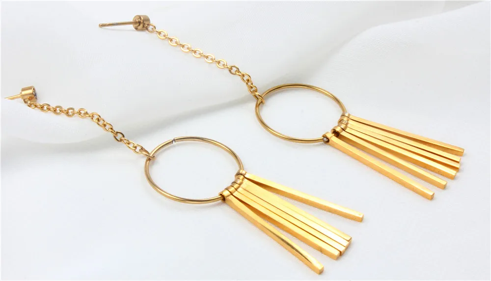 XUANHUA Stainless Steel Drop Earrings For Women Fashion Jewelry Tassel Brincos Jewellery Gold Colour Long Earrings Bohemian