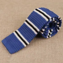 Mantieqingway брендовые Разноцветные Вязаные Галстуки Синий и белый трикотажный галстук повседневные Галстуки Gravata corbatas для мужчин полосатый галстук