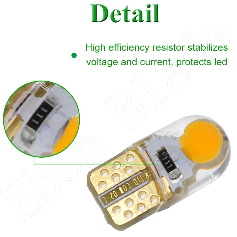 10 шт W5W T10 194 168 LED Янтарный Белый Красный W5W COB светодиодные лампы для салона авто сбоку маркер Включите лампочки 12 V автомобильной