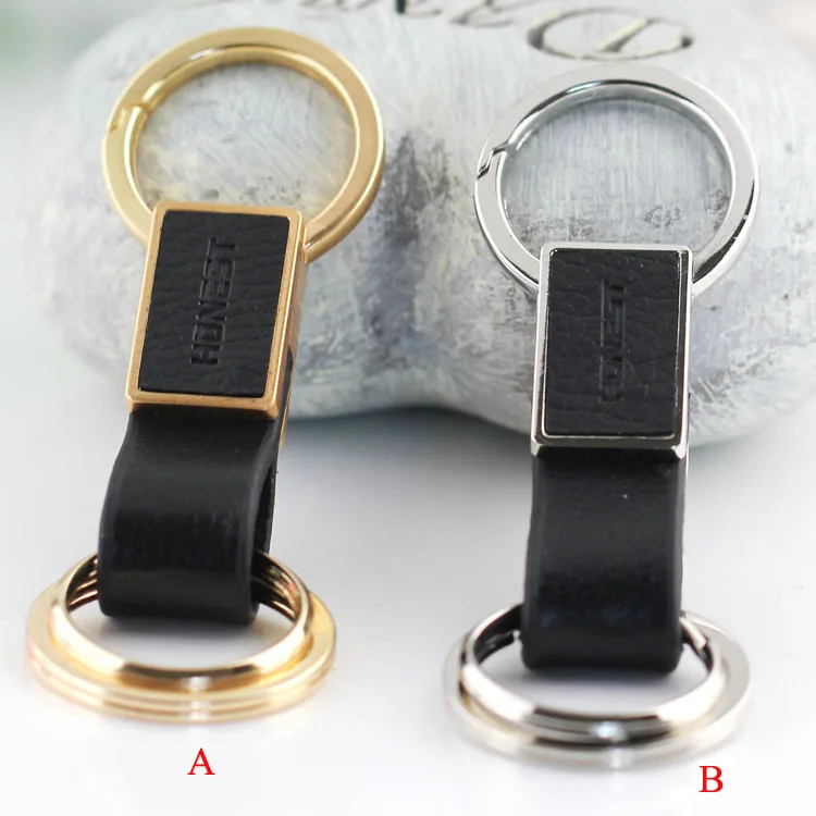 

2 loops carabiner keychain key ring genuine leather hanging key chain key holder high quality chaveiro llaveros hombre