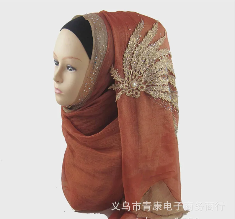 Модный женский свадебный шарф, высокое качество, турецкий индонезийский мусульманский шелковый хиджаб для женщин, жемчужный головной убор, кепка для девушек, 10 цветов