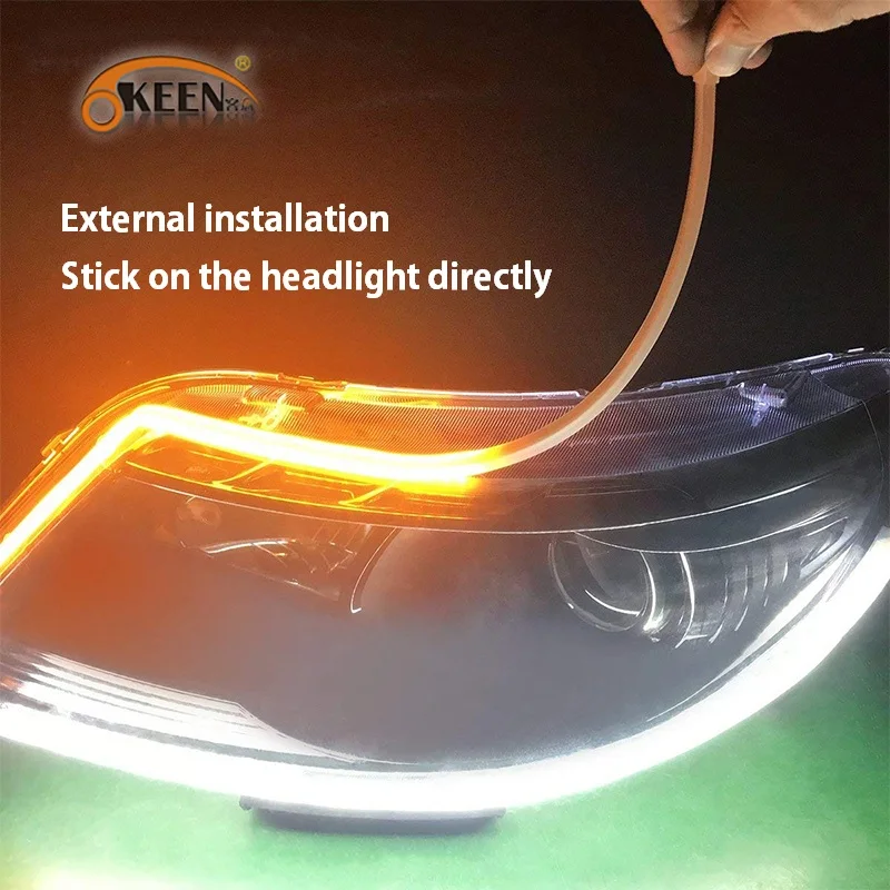 OKEEN 2019 New Car LED DRL Flexible LED Strip Daytime Running Lights Car Headlight Turn Signal Brake Lamps White Amber LED Light OKEEN 2019 New Car LED DRL Flexible LED Strip Daytime Running Lights Car Headlight Turn Signal Brake Lamps White Amber LED Light