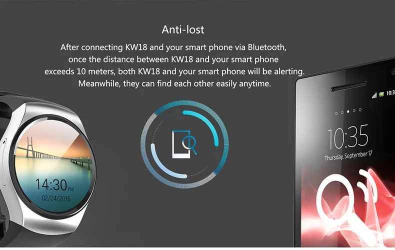 Outdoor Sports WIFI Smart Watch Phone Waterproof SIM Card Android IOS GPS Heart Rate Monitor Smartwatch Bracelet KW18