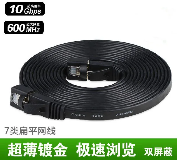 

Extremely high speed 10Gbps 600Mhz bandwidth Cat7 pure copper Ethernet flat cable RJ45 2000cm
