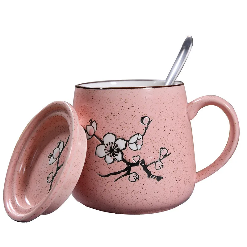 

1Pcs Fashion Cartoon Rilakkuma coffee cup Mark Cup With cover and spoon Retro Captain America hand-painted ceramic milk cup