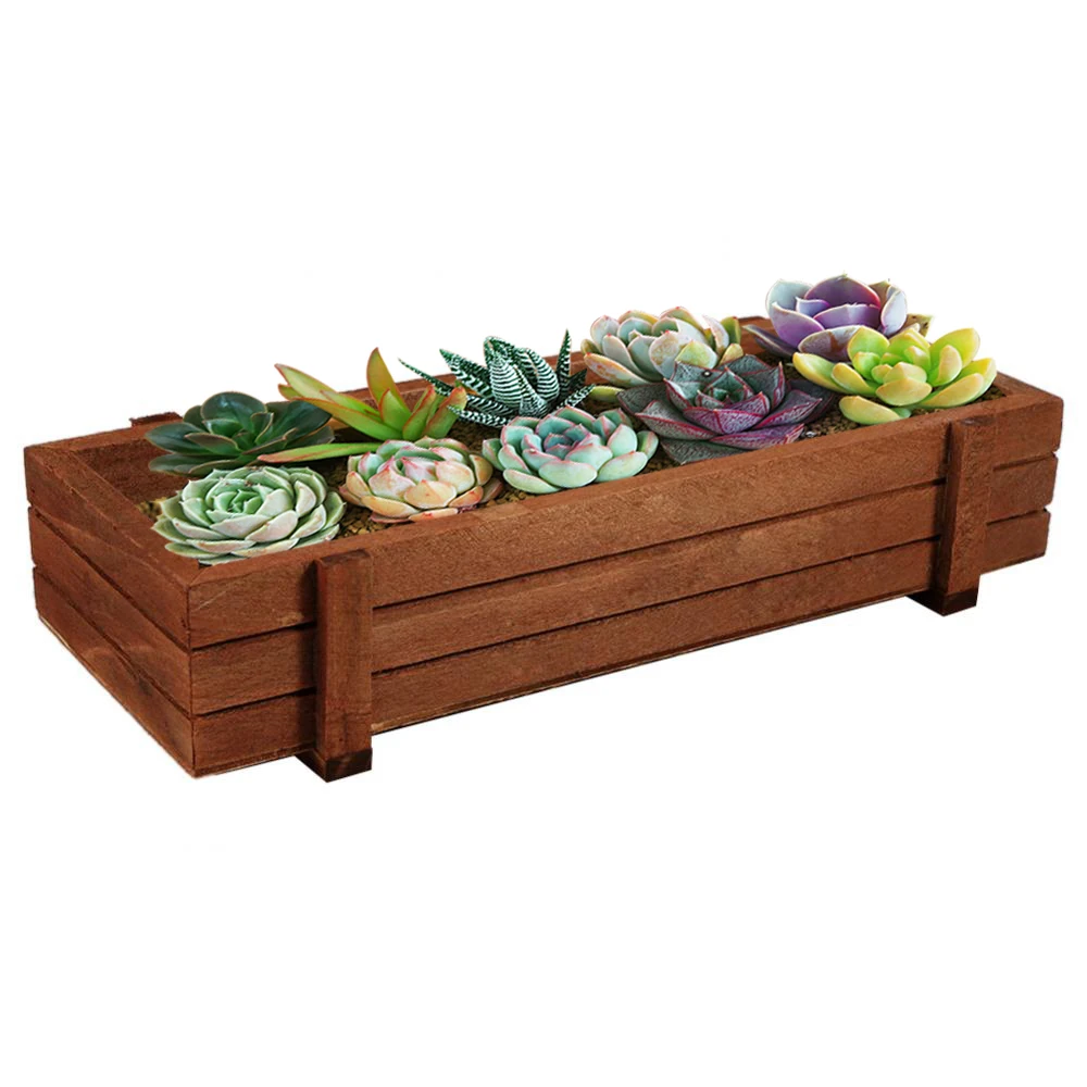 

Indoor/Outdoor Lovely Wooden Herb Flower Succulent Planter Box Home Garden Rectangle Storage Boxes pot de fleur pflanz topf