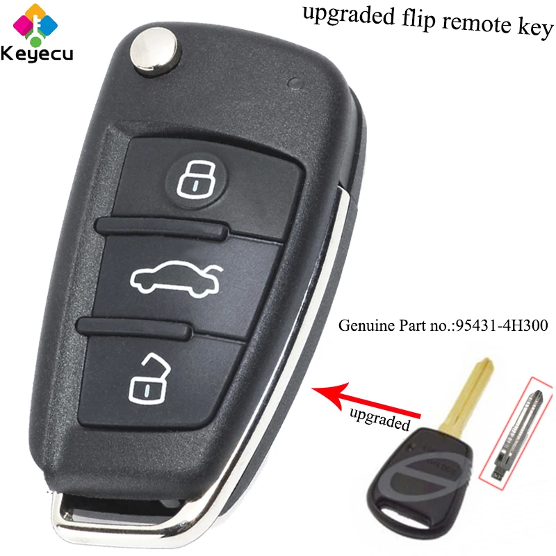 

KEYECU Replacement Upgraded Keyless Entry Flip Remote Car Key - 433MHz & ID46 Chip - FOB for Hyundai H1 In ZA P/N: 95431-4H300