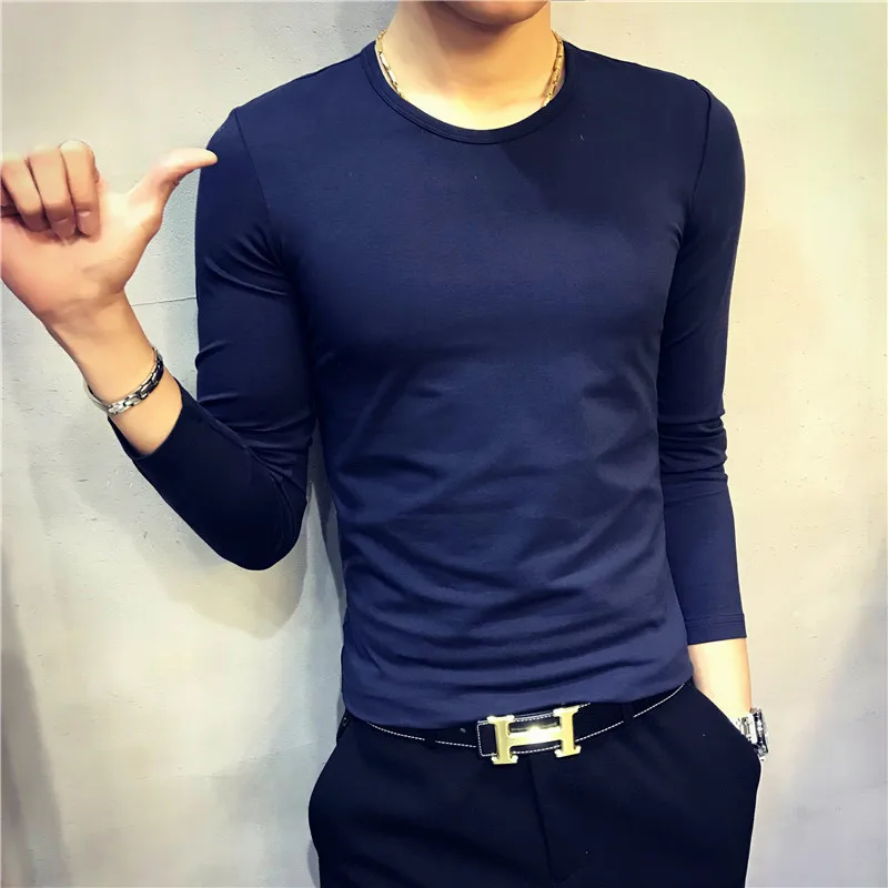 Mens T Shirts Fashion 2018 T Shirt Men Long Sleeve T Shirt Men Casual O Neck Slim Fit Big Size T-shirt Homme Comfortable Top Tee