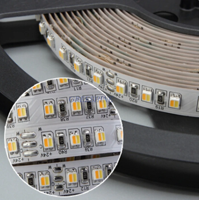 5 м Высокое качество DC12/24V SMD 5050 2 в 1 светодиод CCT цветовая температура регулируемая