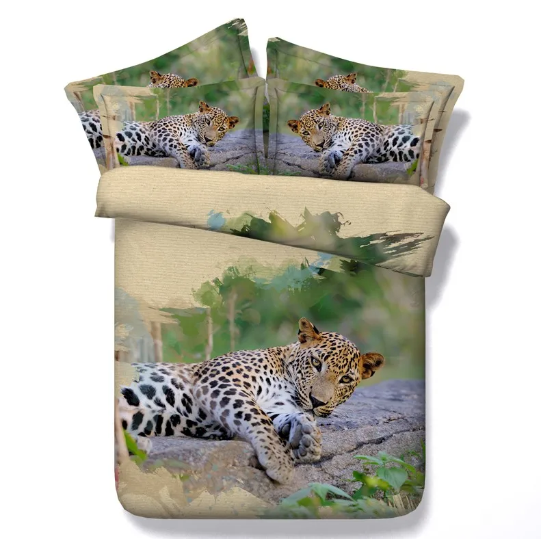 3D Leopard  Comforter Bedding sets Queen size Cal King full double twin duvet cover bed in a bag sheets spread doona quilt 5PCS