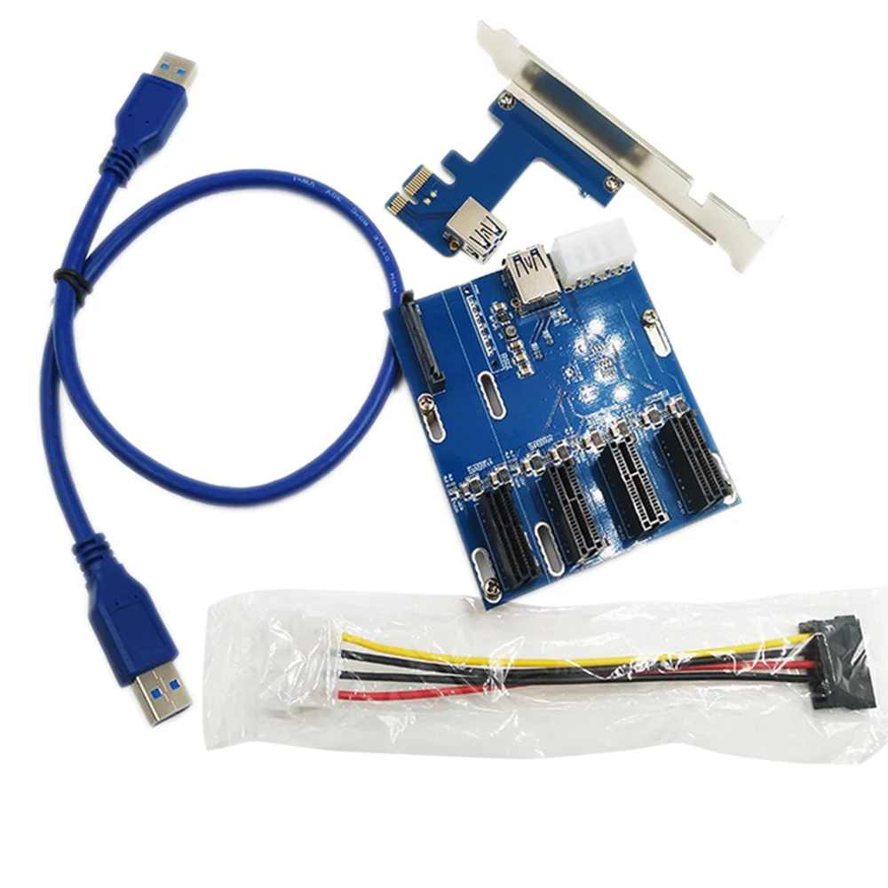  USB 3.0 PCI-E Post Karte 1X Expansion Kit PCI-E Zu PCIe Riser Karte 1 zu 4 Ports Schalter Multiplie