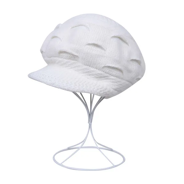 Новинка, Дизайнерские теплые женские шапки с большими глазами, модные зимние шляпы для женщин, вязаные шерстяные шапки-бини - Цвет: Белый