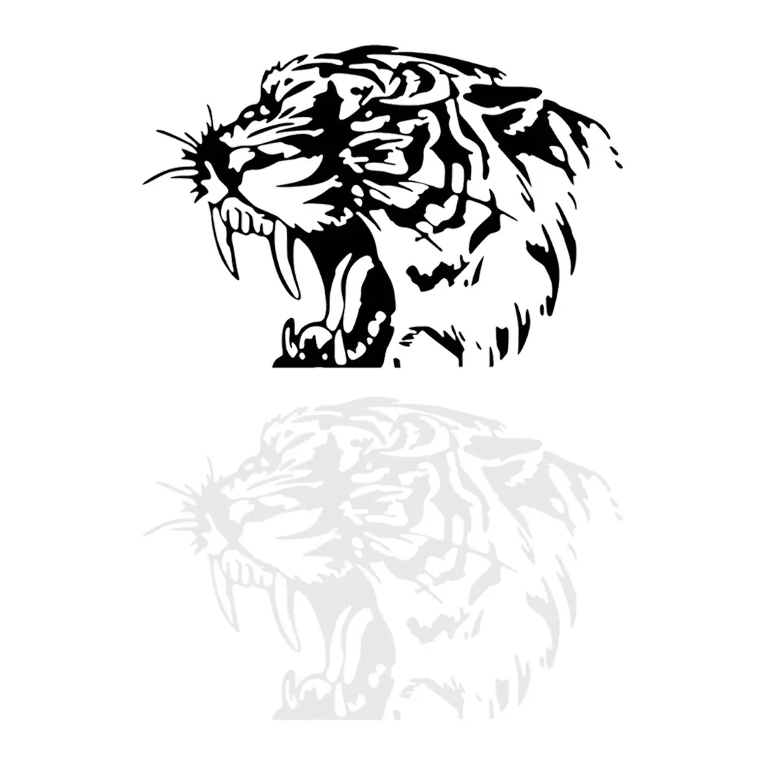 

Dewtreetali Reflective Car Sticker Decals TIGER Head Hood Of Car And Motorcycle Side Car Stickers Steller Black White