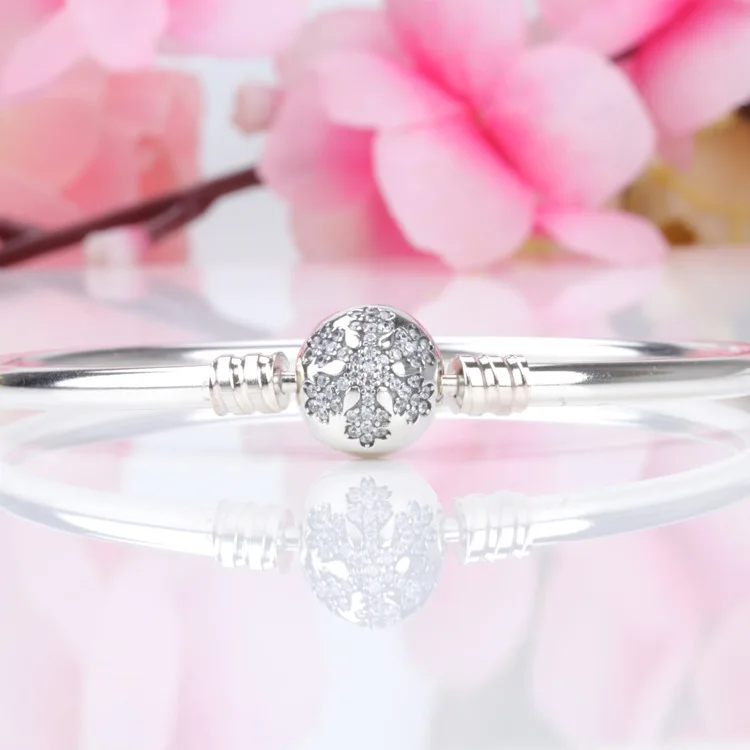 

Silver Charms Snowflake Clasp Clip Basic Bracelets Diy Snake Chain for Diy Beads Charms Bracelet For Women DPB099
