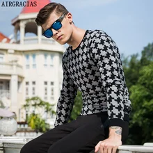 AIRGRACIAS новое поступление мужские модные пуловеры с узором хлопок мужские повседневные пуловеры с круглым вырезом и длинными рукавами свитер