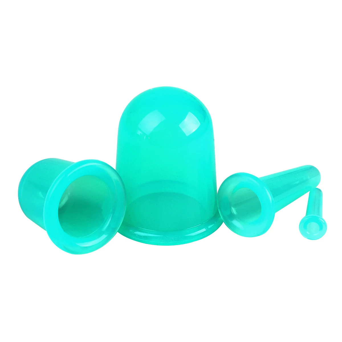 4 шт. силиконовый массажер для лица Набор банок вакуумные массажные чашки для тела целлюлитная терапия лица всасывания чашки Комплект тела помощник - Цвет: Зеленый
