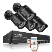 SANNCE 4CH Output Onvif Supported DVR Waterproof 720P 1.0MP Night Vision Camera CCTV System Surveillance Kits With 4 Cameras
