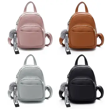 

THINKTHENDO Women PU Leather Backpacks Mini Cute Travel Rucksack Ball Pendant Shoulder 2020 School Bag