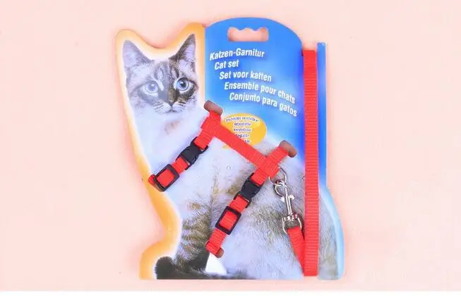 Кошка шлейка и поводок Лидер продаж 3 цвета нейлон продукты для Животные Регулируемая Животное тяги жгут ремень котенка Холтер воротник - Цвет: Красный