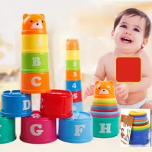 Детские пластиковые Обучающие фигуры для детей, складные чашки с буквами, пагода, детские игрушки для раннее развитие