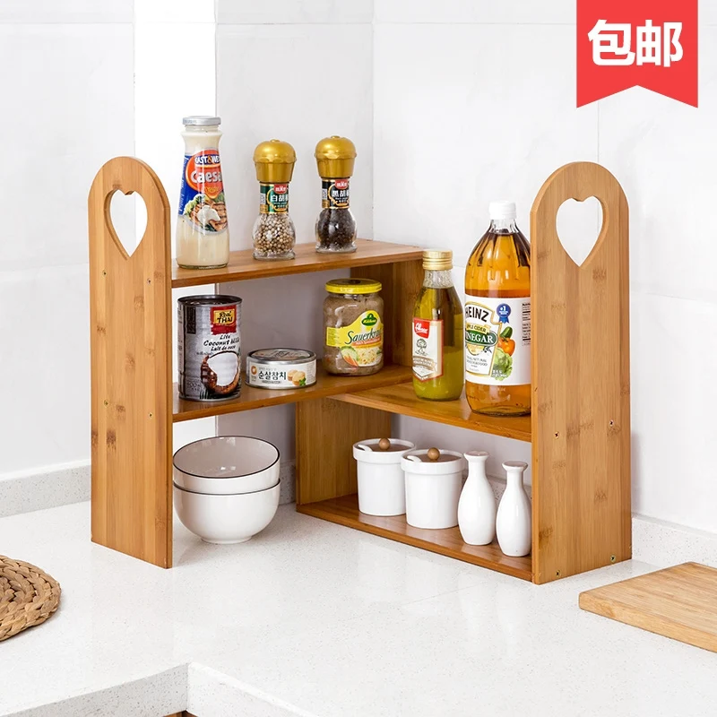 

Solid wood multi-layer condiment Rack Kitchen Countertop accommodation floor bowl rack condiment shelf
