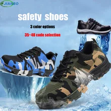 Летняя Рабочая обувь; дышащие защитные ботинки из нержавеющей стали; браслет с носком; обувь из натуральной кожи; Мужская Повседневная защитная обувь; мужская обувь