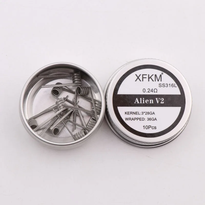 XFKM NI80 A1 SS316L нихромовая высокая плотность Alien V2 Плавленая Clapton Предварительно Построенная нагревательная катушка электронная Сигарета RDA RTA RDTA катушка