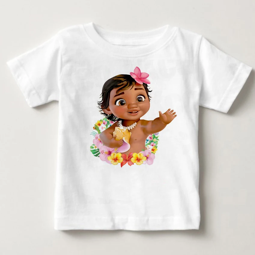 Г. Новая летняя детская одежда футболка для маленьких мальчиков и девочек Vaiana Moana/хлопковая Футболка с героями мультфильмов детские топы, футболки, белые футболки