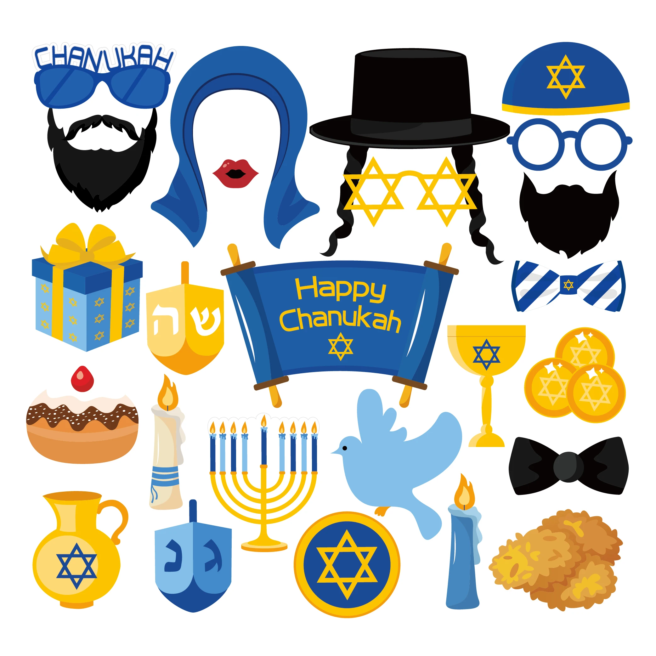 25pcs Happy Hanukkah Party Decorations Diy Photobooth Props Chanukah Theme Paper Cards Photobooth Props Party Favors Supplies Photobooth Props Aliexpress