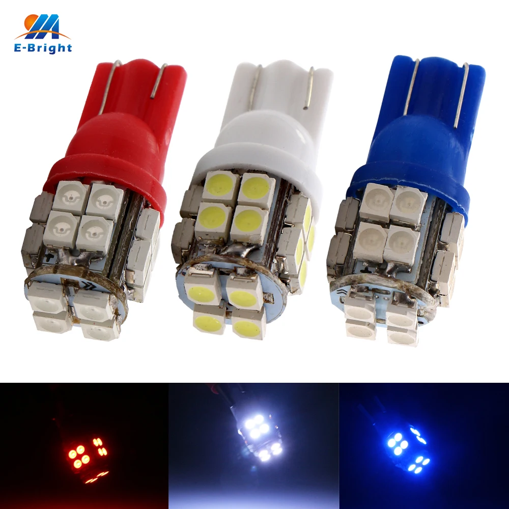 YM E-Bright 100 шт T10 194 168 3528 1210 20 SMD W5W светодиодные лампы 12V DC автомобильные Белый Синий