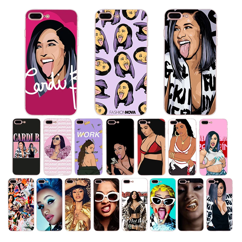 

Cardi B rapper Soft silicone Phone Case Cover For iPhone 6 7 8 6S Plus 5 5S SE X 10 XR XS MAX shell fashion TPU Coque Funda Capa