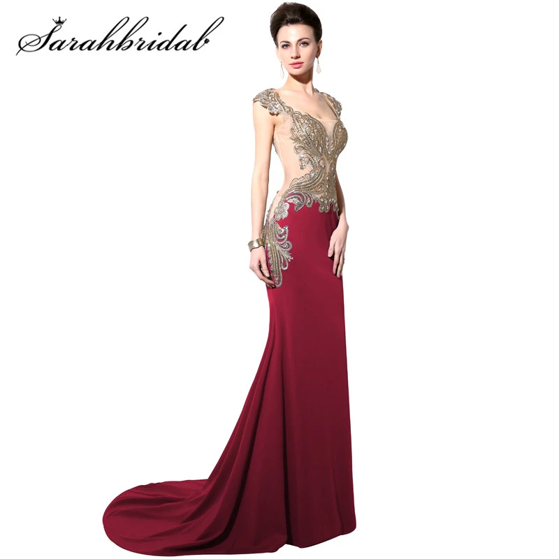 burgundy long evening gown