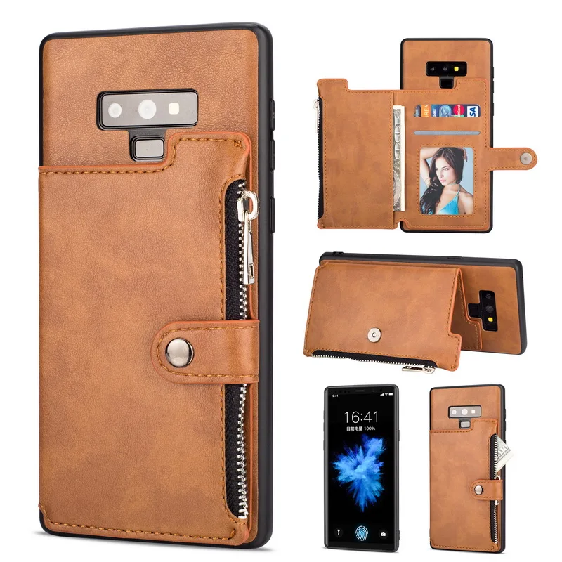 

NOWAL Luxury Card Slot Holder Phone Case For Samsung Galaxy S9 S8 Plus Note 8 9 Flip Cases With Zipper PU Leather Back Cover