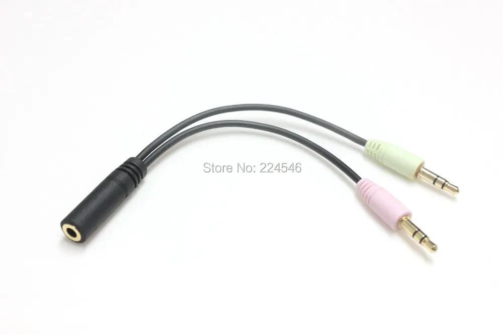 Headphone & Mic Combine Adapter 3.5mm male 2 in 1 female for headset PC