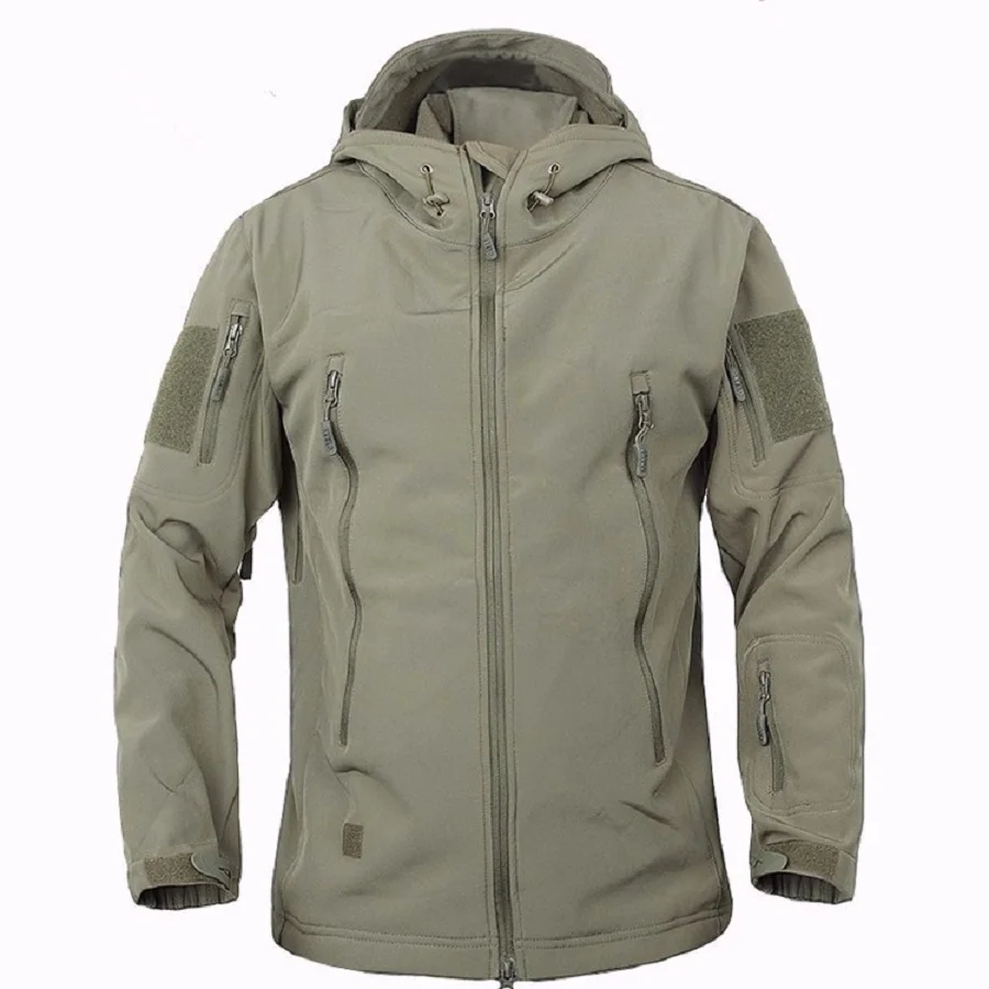 2018 военный куртка Для мужчин зимняя ветровка плащ Охота Одежда Soft Shell Тактический куртка мужской верхней одежды куртка и пальто